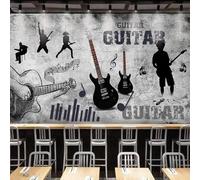 XLMING Guitarra Vintage Música Personalizada Personas 3D Papel Pintado Tapiz Textura de Seda Oficina Comedor Sofá Dormitorio Sala Estar TV Fondo Pantalla-200cm×140cm