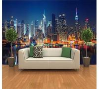 XLMING Hermosa Arquitectura Urbana Paisaje Nocturno Del Río 3D Papel Pintado Pared Premium Textura Seda Estudio Comedor Vinilos Dormitorio Sofás TV Cocina-300cm×210cm