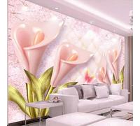 XLMING Hermosas Flores Tridimensionales De Color Rosa Y Mariposas 3D Papel Pintado Pared Premium Textura Seda Estudio Comedor Vinilos Dormitorio Sofás TV Cocina-430cm×300cm