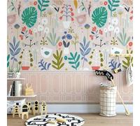 XLMING Hermosas Plantas Coloridas Hojas Flores Y Pollitos 3D Papel Pintado Tapiz Textura de Seda Oficina Comedor Sofá Dormitorio Sala Estar TV Fondo Pantalla-350cm×256cm