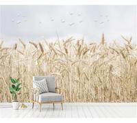 XLMING Hermoso Cálido Cielo Aves Oro Campo De Trigo 3D Papel Pintado Tapiz Textura de Seda Oficina Comedor Sofá Dormitorio Sala Estar TV Fondo Pantalla-430cm×300cm