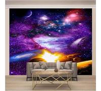 XLMING Hermoso Cosmos Púrpura Cielo Estrellado Planeta 3D Papel Pintado Lujo Casa Sala Decoración Estar Comedor Sofá Dormitorio TV Fondo de Pared-350cm×256cm