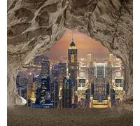 XLMING Hermoso Paisaje Nocturno De La Ciudad Cueva Abstracta Tridimensional 3D Papel Pintado Tapiz Textura de Seda Oficina Comedor Sofá Dormitorio Sala Estar TV Fondo Pantalla-150cm×105cm