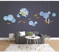 XLMING Hoja De Loto Flor De Loto Y Pececito Creativos En Tridimensional 3D Papel Pintado Pared Premium Textura Seda Estudio Comedor Vinilos Dormitorio Sofás TV Cocina-250cm×170cm