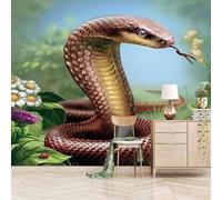 XLMING Hojas Verdes Tridimensionales Flores Animales Serpientes 3D Papel Pintado Tapiz Textura de Seda Oficina Comedor Sofá Dormitorio Sala Estar TV Fondo Pantalla-150cm×105cm