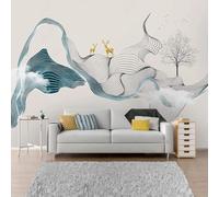 XLMING Linea Creativa Abstracta Venado Dorado 3D Papel Pintado Tapiz Textura de Seda Oficina Comedor Sofá Dormitorio Sala Estar TV Fondo Pantalla-350cm×256cm