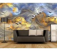 XLMING Líneas Abstractas Pájaros En Vuelo Nubes Coloridas 3D Papel Pintado Pared Premium Textura Seda Estudio Comedor Vinilos Dormitorio Sofás TV Cocina-200cm×140cm