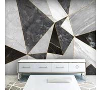 XLMING Líneas Doradas Creativas Efecto Mármol Geométrico 3D Papel Pintado Tapiz Textura de Seda Oficina Comedor Sofá Dormitorio Sala Estar TV Fondo Pantalla-300cm×210cm