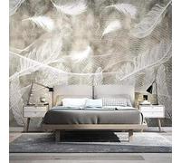 XLMING Líneas Geométricas Retro Pluma Blanca 3D Papel Pintado Pared Premium Textura Seda Estudio Comedor Vinilos Dormitorio Sofás TV Cocina-400cm×280cm