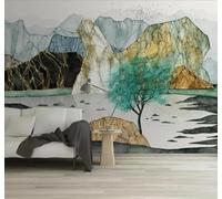 XLMING Lujo Discreto Abstracto Tinta China Paisajes Arbolitos Paisajes 3D Papel Pintado Tapiz Textura de Seda Oficina Comedor Sofá Dormitorio Sala Estar TV Fondo Pantalla-150cm×105cm