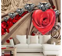 XLMING Lujoso Elegante Romántico Elegante Diamantes Rosas 3D Papel Pintado Tapiz Textura de Seda Oficina Comedor Sofá Dormitorio Sala Estar TV Fondo Pantalla-150cm×105cm