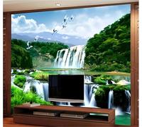 XLMING Lujoso Montañas Cielo Azul Cascadas Bosques Naturaleza 3D Papel Pintado Tapiz Textura de Seda Oficina Comedor Sofá Dormitorio Sala Estar TV Fondo Pantalla-200cm×140cm