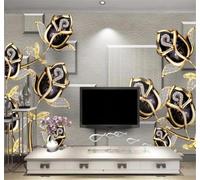 XLMING Lujoso Tridimensional Relieve Joyería Tulipán 3D Papel Pintado Tapiz Textura de Seda Oficina Comedor Sofá Dormitorio Sala Estar TV Fondo Pantalla-300cm×210cm