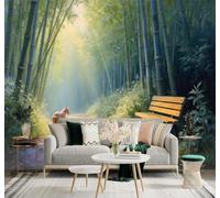 XLMING Luz Del Sol Bosque De Bambú Sendero Banco Paisaje Natural 3D Papel Pintado Pared Premium Textura Seda Estudio Comedor Vinilos Dormitorio Sofás TV Cocina-200cm×140cm