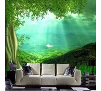 XLMING Luz Solar Frescura Vegetación Cimas De Montañas Árboles 3D Papel Pintado Tapiz Textura de Seda Oficina Comedor Sofá Dormitorio Sala Estar TV Fondo Pantalla-200cm×140cm