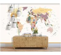 XLMING Mapa Del Mundo Creativo Dibujado A Mano Y Lleno De Color 3D Papel Pintado Lujo Casa Sala Decoración Estar Comedor Sofá Dormitorio TV Fondo de Pared-300cm×210cm