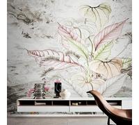 XLMING Minimalismo Botánico Abstracto Efecto Mármol Arte Papel Pintado 3D Seda De Lujo Pared Estudio Comedor Sofa Dormitorio Madera Salon Tv Decorativo-430cm×300cm