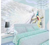XLMING Minimalista Bello Tridimensional Pavo Real Arte 3D Papel Pintado Pared Premium Textura Seda Estudio Comedor Vinilos Dormitorio Sofás TV Cocina-430cm×300cm