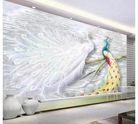 XLMING Minimalista Bello Tridimensional Pavo Real Arte 3D Papel Pintado Tapiz Textura de Seda Oficina Comedor Sofá Dormitorio Sala Estar TV Fondo Pantalla-400cm×280cm