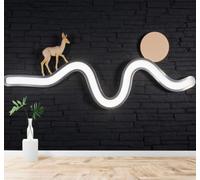XLMING Minimalista Ciervo Dorado Camino De Luz Ondulado Luna Pared De Ladrillo Negro 3D Papel Pintado Pared Premium Textura Seda Estudio Comedor Vinilos Dormitorio Sofás TV Cocina-400cm×280cm