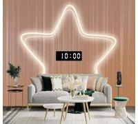 XLMING Minimalista Creativo Reloj Digital Con Forma De Estrella Luminosa Luz Cálida 3D Papel Pintado Tapiz Textura de Seda Oficina Comedor Sofá Dormitorio Sala Estar TV Fondo Pantalla-400cm×280cm