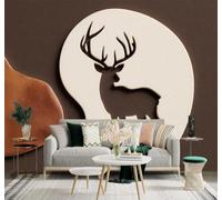 XLMING Minimalista Cuernos De Ciervo Silueta De Ciervo Naturaleza Arte 3D Papel Pintado Tapiz Textura de Seda Oficina Comedor Sofá Dormitorio Sala Estar TV Fondo Pantalla-150cm×105cm