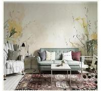 XLMING Minimalista Dibujado A Mano Estético Elegante Flores 3D Papel Pintado Tapiz Textura de Seda Oficina Comedor Sofá Dormitorio Sala Estar TV Fondo Pantalla-350cm×256cm