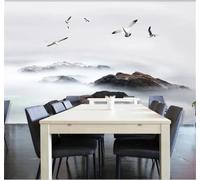 XLMING Minimalista Dibujo A Mano Costa Aves Paisaje 3D Papel Pintado Tapiz Textura de Seda Oficina Comedor Sofá Dormitorio Sala Estar TV Fondo Pantalla-350cm×256cm