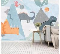 XLMING Minimalista Dibujo A Mano Dibujos Animados Dinosaurios Planetas Volcanes 3D Papel Pintado Tapiz Textura de Seda Oficina Comedor Sofá Dormitorio Sala Estar TV Fondo Pantalla-200cm×140cm