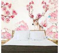 XLMING Minimalista Elegante Acogedor Floral Alces 3D Papel Pintado Tapiz Textura de Seda Oficina Comedor Sofá Dormitorio Sala Estar TV Fondo Pantalla-250cm×170cm