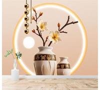 XLMING Minimalista Elegante Jarrón De Cerámica Magnolia Halo Dorado 3D Papel Pintado Tapiz Textura de Seda Oficina Comedor Sofá Dormitorio Sala Estar TV Fondo Pantalla-200cm×140cm