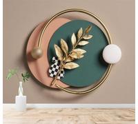 XLMING Minimalista Geométrico Abstracto Arte Hojas Doradas 3D Papel Pintado Tapiz Textura de Seda Oficina Comedor Sofá Dormitorio Sala Estar TV Fondo Pantalla-300cm×210cm