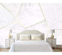 XLMING Minimalista Geométrico Dorado Líneas Imitación Mármol 3D Papel Pintado Lujo Casa Sala Decoración Estar Comedor Sofá Dormitorio TV Fondo de Pared-350cm×256cm