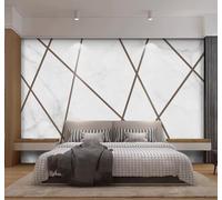 XLMING Minimalista Geométrico Líneas Imitación De Mármol Personalizado Papel Pintado 3D Seda De Lujo Pared Estudio Comedor Sofa Dormitorio Madera Salon Tv Decorativo-400cm×280cm