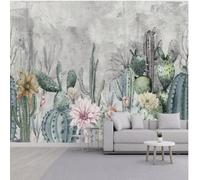 XLMING Minimalista Gris Plantas Cactus Flores 3D Papel Pintado Lujo Casa Sala Decoración Estar Comedor Sofá Dormitorio TV Fondo de Pared-150cm×105cm