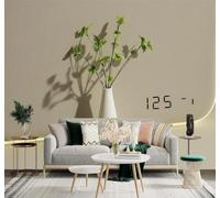 XLMING Minimalista Hojas Verdes Jarrón Blanco Sombras Suaves 3D Papel Pintado Tapiz Textura de Seda Oficina Comedor Sofá Dormitorio Sala Estar TV Fondo Pantalla-400cm×280cm