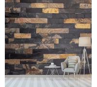 XLMING Minimalista Negro Dorado Efecto Mármol Pared De Ladrillo 3D Papel Pintado Lujo Casa Sala Decoración Estar Comedor Sofá Dormitorio TV Fondo de Pared-200cm×140cm