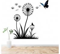 XLMING Minimalista Negro Flor De Diente De León Mariposa Azul Semillas Volando 3D Papel Pintado Tapiz Textura de Seda Oficina Comedor Sofá Dormitorio Sala Estar TV Fondo Pantalla-300cm×210cm