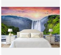 XLMING Minimalista Paisaje Cascada Atmósfera Agua Que Fluye Puesta De Sol 3D Papel Pintado Tapiz Textura de Seda Oficina Comedor Sofá Dormitorio Sala Estar TV Fondo Pantalla-200cm×140cm
