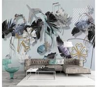 XLMING Minimalista Plantas Hojas Creativo Avión 3D Papel Pintado Tapiz Textura de Seda Oficina Comedor Sofá Dormitorio Sala Estar TV Fondo Pantalla-150cm×105cm