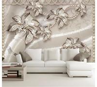 XLMING Minimalista Retro Exquisito Lujoso Joyas Flores Decoración 3D Papel Pintado Tapiz Textura de Seda Oficina Comedor Sofá Dormitorio Sala Estar TV Fondo Pantalla-150cm×105cm