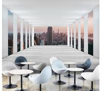 XLMING Minimalista Tridimensional Arquitectura Urbana Pasillo Extensión Espacial 3D Papel Pintado Tapiz Textura de Seda Oficina Comedor Sofá Dormitorio Sala Estar TV Fondo Pantalla-250cm×170cm