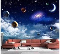 XLMING Minimalista Tridimensional Cielo Estrellado Planetas Luna 3D Papel Pintado Lujo Casa Sala Decoración Estar Comedor Sofá Dormitorio TV Fondo de Pared-430cm×300cm