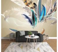 XLMING Minimalista Tridimensional Colorido Plumas Original Papel Pintado 3D Seda De Lujo Pared Estudio Comedor Sofa Dormitorio Madera Salon Tv Decorativo-300cm×210cm