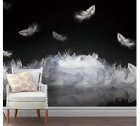 XLMING Minimalista Tridimensional Creativo Blanco Y Negro Pluma 3D Papel Pintado Tapiz Textura de Seda Oficina Comedor Sofá Dormitorio Sala Estar TV Fondo Pantalla-200cm×140cm