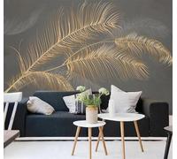 XLMING Minimalista Tridimensional Dorado Relieve Pluma 3D Papel Pintado Lujo Casa Sala Decoración Estar Comedor Sofá Dormitorio TV Fondo de Pared-150cm×105cm
