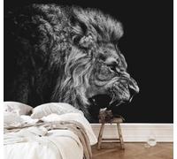 XLMING Minimalista Tridimensional Original En Blanco Y Negro Leones Papel Pintado 3D Seda De Lujo Pared Estudio Comedor Sofa Dormitorio Madera Salon Tv Decorativo-200cm×140cm