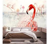 XLMING Minimalista Tridimensional Rosa Flamenco Creativo 3D Papel Pintado Pared Premium Textura Seda Estudio Comedor Vinilos Dormitorio Sofás TV Cocina-400cm×280cm