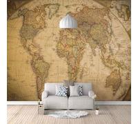 XLMING Minimalista Vintage Creativo Mapa Del Mundo Arte 3D Papel Pintado Tapiz Textura de Seda Oficina Comedor Sofá Dormitorio Sala Estar TV Fondo Pantalla-300cm×210cm