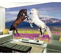XLMING Montañas Nevadas Animales Caballos Flores Paisajes Papel Pintado 3D Seda De Lujo Pared Estudio Comedor Sofa Dormitorio Madera Salon Tv Decorativo-150cm×105cm